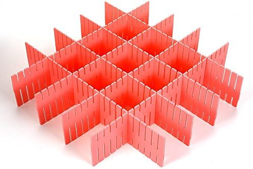 Audbrave (8Pcs) Plastic Drawer Organizers With Customizable Dividers, Adjustable Customizable DIY Grid Drawer Divider for Underwear Scarves Home closet Baby Clothes Socks (Red)