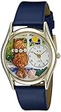 Whimsical Watches Unisex-Armbanduhr Aristo Cat Royal Blue Leather And Goldtone Watch #C0120007 Analog Leder mehrfarbig C-0120007
