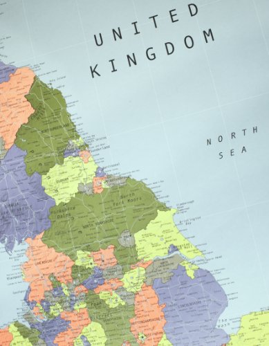 The Future Mapping Company 1000 x 700 mm Magnetic Backed Plastic Coated Map British Isles Wall Map, Lemon/ Orange/ Thistle/ Khaki