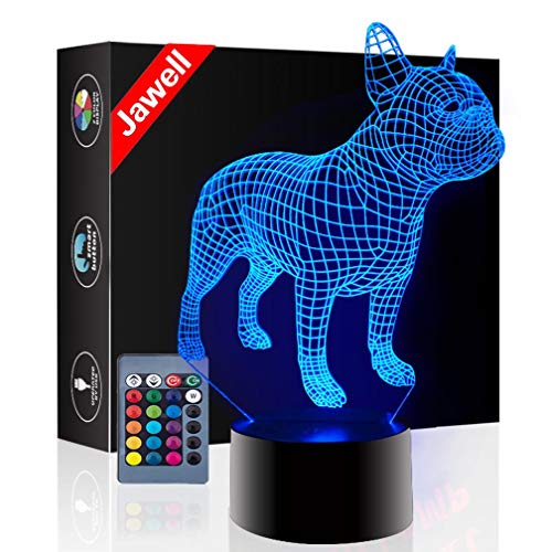 Jawell Lámpara de noche con iluminación 3D, 7 colores cambiantes, interruptor táctil, lámpara de mesa, decoración de escritorio, regalo de Navidad, con base de acrílico y ABS y cable USB