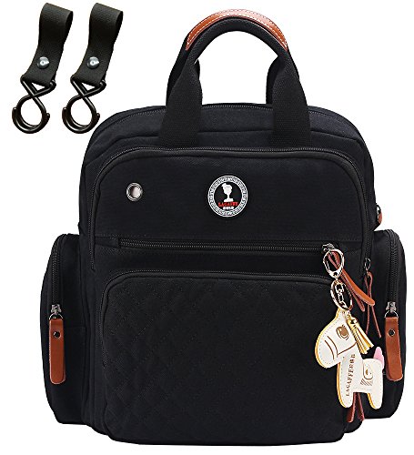 Preisvergleich Produktbild Segeltuch Wickeltaschen Schwarz Rucksack Messenger Bag Passend Kinderwagen GroßEs FassungsvermöGen