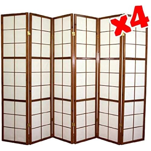 Paravento Giapponese Shoji 3 Pannelli - Legno E Carta Di Riso, Marrone - Foto 9