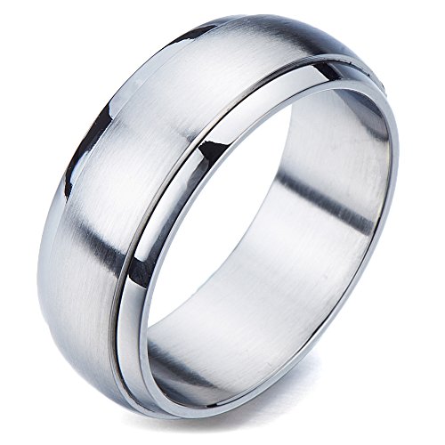 H+C Estilo Refinado- Anillo de Hombre Mujer- Unisex- Acero Inoxidable- Anillo Giratorio- Ajuste Cómodo(9)