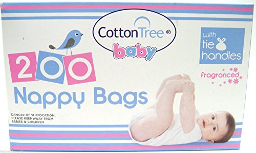 200 Fragranced Nappy Bags with Tie Handles Scented Diaper Bags Disposable Bags