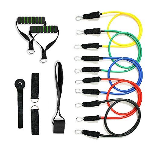 Mture Widerstandsbänder Fitnessbänder Yogagurte Strap Belt Body-Tube 100 % Naturlatex beschichtete Röhren Ideal für Heimfitness, Yoga, Pilates -11-teiliges Set