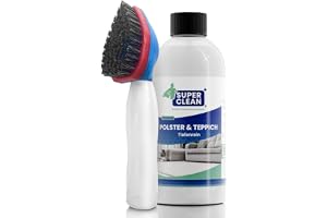 SUPER CLEAN Möbel- och mattrengöring, 500 ml + möbelborste | Drygt koncentrat mot fläckar och lukt för soffor, mattor och bilsäten