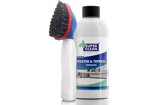 SUPER CLEAN Nettoyant concentré tapis et tissus nettoyage en profondeur adapté aux tapis sièges auto canapés contenu 500 ml plus brosse shampoing