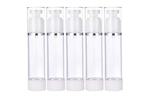 BENECREAT 5 Pack 50ml Botella de Presión de Vacío Contenedor de Bomba de Cosmético para Loción Crema Facial Crema de Manos