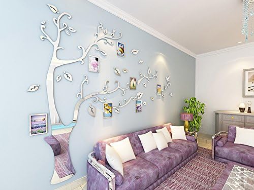 Loterong Picture Tree Crystal Acrylic 3D Three-Dimensional Wall Stickers Living Room Sofa Tv Background Wall Decoration Home Furnishing,181 Photo Tree - Red Leaves Black, Dry Left,In