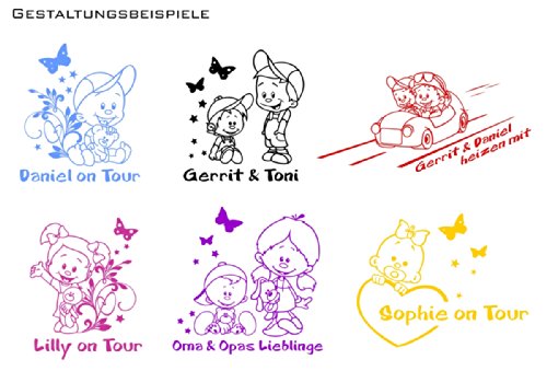 Babyaufkleber mit Wunschtext Motiv und Aufkleberfarbe zur freien Wahl (GM-Motive) - 6