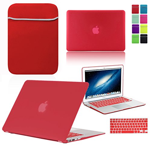 Love My Case / Bundle Red Hard Shell Case with Matching Keyboard Skin and Neoprene Sleeve Cover for 13-Inch Apple MacBook Air [Will Not fit MacBook Pro Models], [Importado de UK]