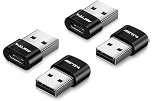 ABRITY Nuevo Adaptador USB A USB C [Paquete de 4, Black], USB C Hembra A USB Macho Adapter, Conector USB C