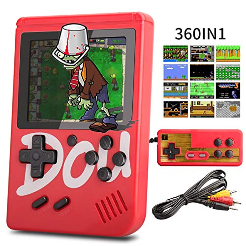 MERIT OCEAN Handheld Game Console with Gamepad, 360 Classic NES FC Games 3 Inch LCD Screen Portable Retro Video Game Console Support for TV Output and Two Players, Good Gifts for Kids Adult (Red)