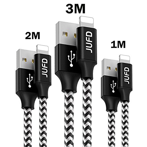 C  ble Lightning chargeur iPhone  JUFD 3Pack  1M   2M   3M  usb    c  ble Lightning  Apple MFi certifi    haute Lifespan nylon tress   Charging rapide C  ble pour iPhone X   8 7   7plus 6   6s   6 Plus   5   5c   5s SE iPad Air 3   iPad Pro