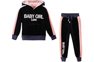 YFPICO Survêtement Fille Encapuchonné Ensemble de Sport Costume Jogging Sweatshirt et Pantalon Enfant Pull Hoodies Epais Tenue d'automne Hiver