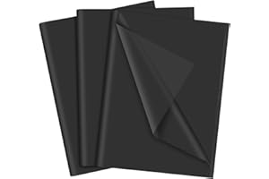 NEBURORA Papier de soie noir pour sacs cadeaux 60 feuilles en vrac 35 x 50 cm Papier cadeau noir mat pour emballage cadeau Remplissage Art Artisanat DIY Anniversaire Mariage Halloween (Noir)