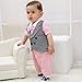ZOEREA Newborn Infant Toddler Boy Babys Short-sleeved Cotton Gentleman Tuxedo Onesie Romper Jumpsuit Pink Bowknot and Plaid Vest Clothes