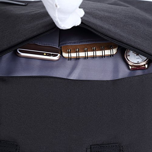 Laptop Tasche 15,6 Zoll, ShengTS Nylon Laptop Messenger Bag Umhängetasche mit Handgriff und Schultertasche mit Zubehör-Fächern und widerstandsfähigen Polsterwänden für 15-15,6 Zoll Laptop / Notebook / MacBook / Ultrabook / Chromebook Computers,Schwarz - 8