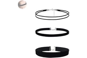 AzureRay Pack de 3 Choker Mujer Gótico en Terciopelo Negro con Cinta y Cadena | Gargantilla Mujer Elegante para Adolescentes y Adultas | Collar Ajustable Estilo Tattoo y Lariat.