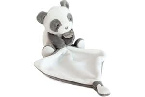 Baby Nat' - Peluche Panda avec Doudou Mouchoir - Idée Cadeau Naissance - 17 cm - Gris/Blanc - Mon Petit Panda -BN0460