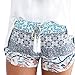 Produktbild Dasongff Damen Hot Pants Sommer Shorts Hohe Taille Kurze Hosen Böhmen Drucken Bikinihose Strandshorts Sommerhosen für Damen Mädchen (M, Blau)