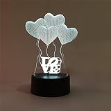 Conwea 3D Tisch Licht Lampe 3D optische Illusion Liebe Modell Nacht 7 Farbe ändern USB Touch Button LED Tisch Tisch Lampe Lampe - 6