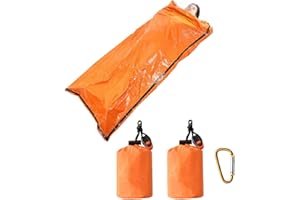NINTH C 2pack Emergency Sleeping Bag, Thermal Emergency Bivy Sack, Survival Sleeping Bag, Mylar Emergency Blanket, Includes Stuff Sack with Survival Whistle + Carabiner