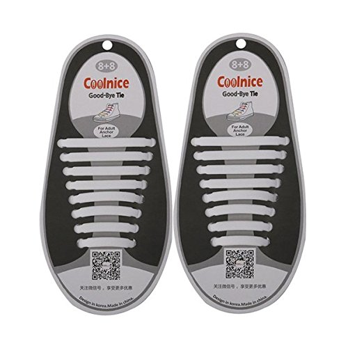 Preisvergleich Produktbild PIXNOR 16 Stück Elastische Schnürsenkel aus Silikon - Keine Krawatte (Weiß)