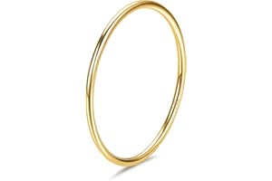 DIAMDAY Dimaday 1mm 14K Placcato Oro Anelli Impilabili per Le Donne In Acciaio Inox Semplice Anello Sottile Oro Semplice Mignolo Pollice Dichiarazione Band Anelli Comfort Fit