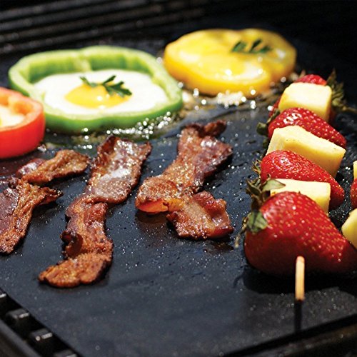 Extsud BBQ Grillmatten, 3er Set BBQ Antihaft Grill-und Backmatte wiederverwendbar PFOA-frei – Toll über Kohle, Gas und Weber Style Grills – Perfekt für Fleisch, Fisch und Gemüse 40×33 cm - 3