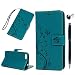 Produktbild Huawei Y5 2018 Handyhülle Huawei Y5 Prime 2018 Hülle Leder Tasche Flipcase Cover Schmetterling Muster Schutzhülle Silikon Handytasche Skin Ständer Klappbar Schale Bumper Magnetverschluss-Türkis