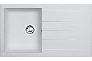 Liquida KAVL860WH 1.0 Bowl Composite Reversible White Kitchen Sink and Waste Kit