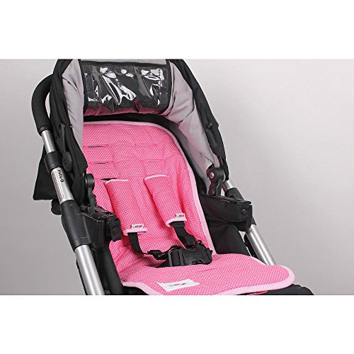 Minene UK Reversible Pushchair Liners and Strap Set (Fuchsia Pink Dots/Gingham)
