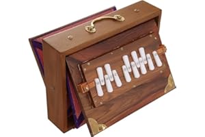 HomeAdri Professional Shruti Box – Teak Wood – C to C Scale (C3–C4) – 440Hz Tuning – Handmade Indian Drone Instrument – 30 x 22 x 8.5 cm – 2.5 KG