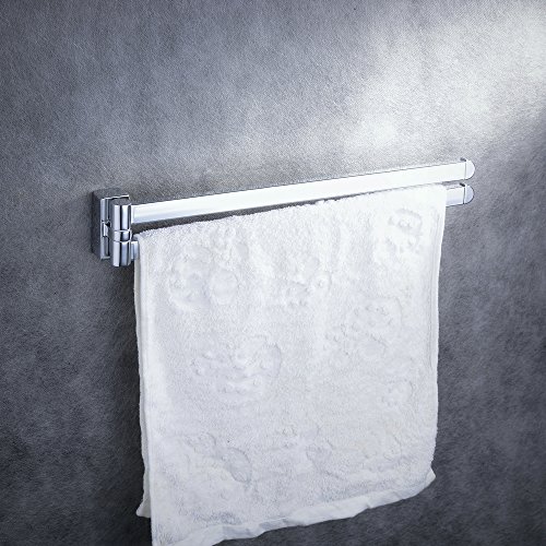Beelee Handtuchstange,Handtuchhalter mit 2 beweglichen Armen aus robustem messing, Chrom - 4