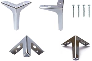 Generico 4 PZ Gambe per Mobili e Divani in Metallo Piedini di Supporto per Armadio, Tavolino, Poltrona - Piedi Cromati - Modello Siena (Metallo, h.15,5 cm)
