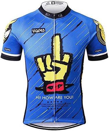 Thriller Rider Sports Mens Funny Blue Mountain Bike Short Sleeve Cycling Jersey Bike Tshirt Medium