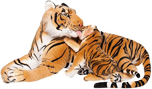 Brubaker Peluche Tigre con Bebé Tigre de Color Carmelita 100 cm