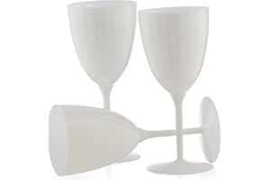 Decor Decorline - 48 x Gobelets à vin en Plastique Rigide de Qualité Supérieure des Verres à Vin - Blanc - pour les Mariages et Fêtes, 200 ml - Réutilisables et Stables