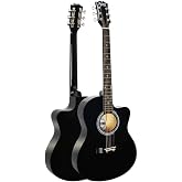 Midex RG-540BK Quality Cutout Case Black 40 Inch Acoustic Guitar Set 4/4 Adults