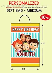 WoW Party Studio Personalized Co co Melon Theme Party Return Gift / Goodie Bag with Birthday Boy/Girl Name (10 Pcs)