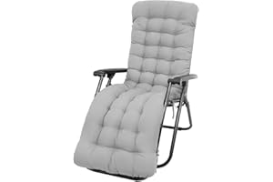 TGDSCHK Sun Lounger Cushion Soft Comfortable Lounger Chair Pad 170 x 50cm Non-slip Thick Extra Long Recliner Chair Cushion for Indoor Outdoor Garden Patio Beach(grey)