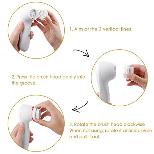 Elektrische Ultraschall-Reinigungsbürste für Gesicht und Körper, wasserfest, Haut-Peeling, Reinigungssystem für die Tiefenreinigung mit 4 Geschwindigkeitseinstellungen und 2 Bürstenköpfen - 7
