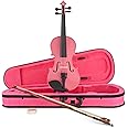 Pink Violin 1/2 Size with Bow & Case for Kids Age 7-10 by Gear4music