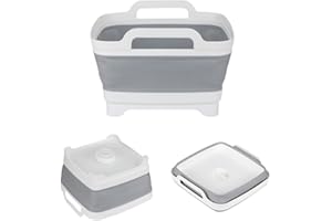 FHzytg 12L Spülschüssel Faltbar für Camping, Camping Waschwanne Waschbecken Camping Spülbecken Faltbar Camping Küche Zubehör Spülschüssel Faltbar Eckig Wanne mit Ablauf für Waschbecken