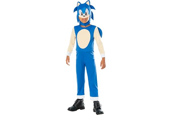 Rubies - Déguisement Officiel Sonic, The Hedgehog - Costume Sonic le Hérisson Supersonique - Taille Enfant - Déguisement pour Halloween, Carnaval ou Cadeau de Noël
