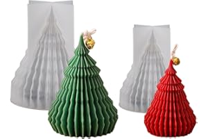Junhui 2 Pezzi Candela Stampi in Silicone, Albero di Natale Stampo Candela, 3D Forma di Albero di Natale Stampo per Stampi Epossidici in Silicone per Realizzare Candele, Saponi, Aromaterapia