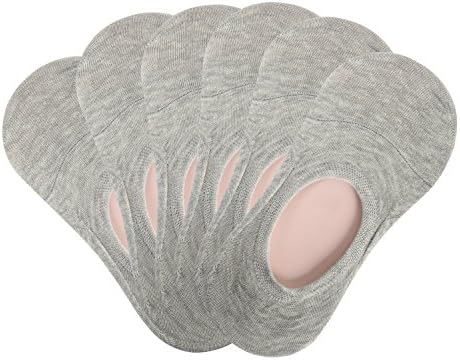 SoxAge Combed Cotton Thin No Show Socks Low Cut Liner Cotton Non Slip Flat Boat Line Grey 6 Pack (UK 3-7/EU 35.5-40, KQWSK04-6Pack)