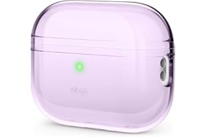 elago Przezroczysta obudowa kompatybilna z Apple AirPods Pro 2. generacji, odporna na uderzenia, żelowa taśma klejąca w zestawie, bezprzewodowe ładowanie, zmniejsza żółknięcie (lawendowy)