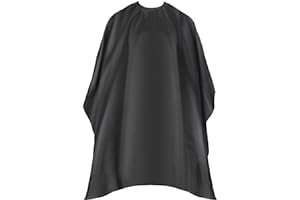 Omvoina Professional Hair Cutting Cape With Adjustable Snap Closure - Salon Barber Waterproof Hairdressing Cape - 57" x 51" (Black)